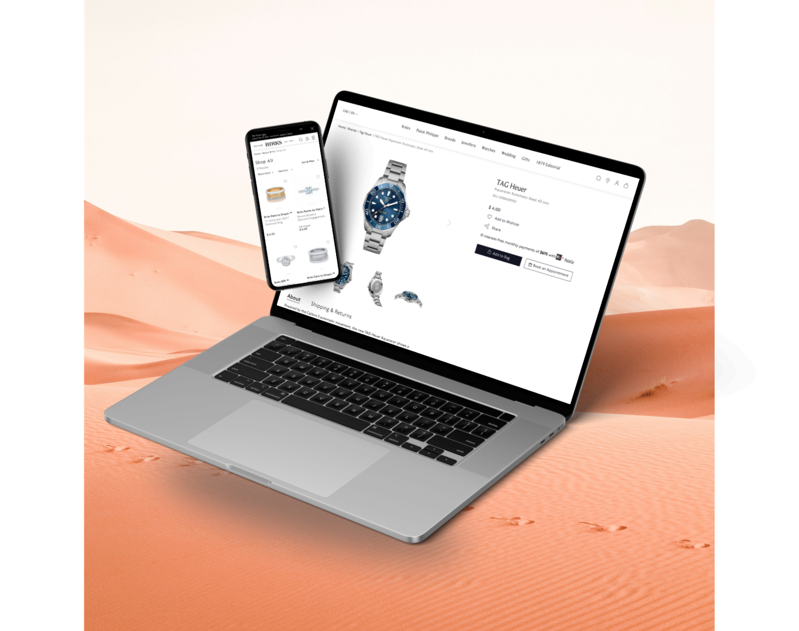 a laptop and a phone showing an ecommerce design by our global UI/UX web design agency