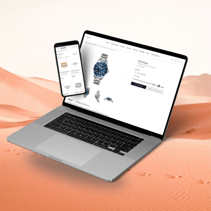 a laptop and a phone showing an ecommerce design by our global UI/UX web design agency